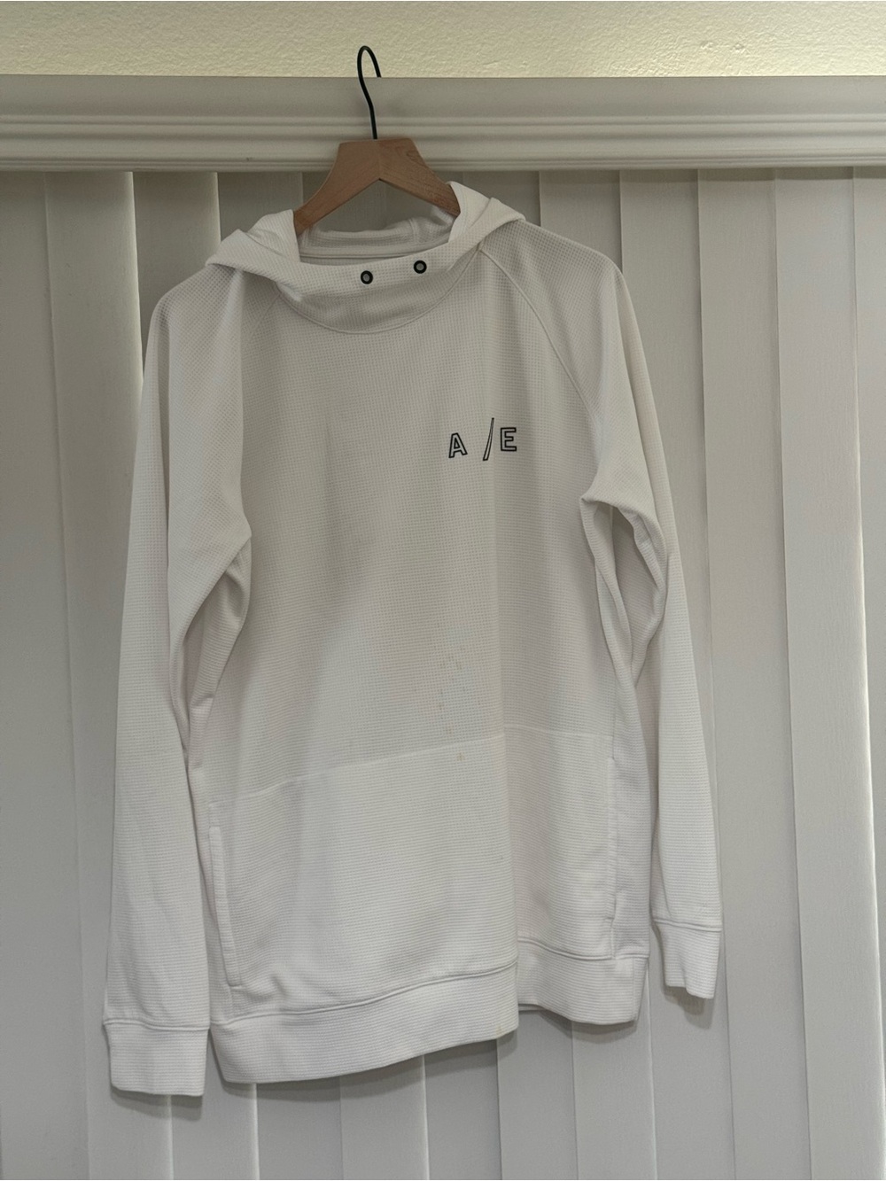 American Eagle Outfitters White Hooded Long-Sleeve Pullover